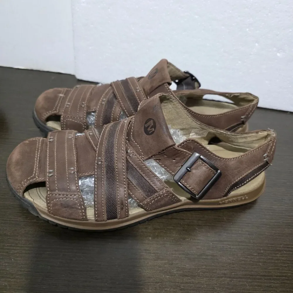 Merrell Espresso J62213 Brown Suede Leather Fisherman Sandals 9 - Picture 10 of 16